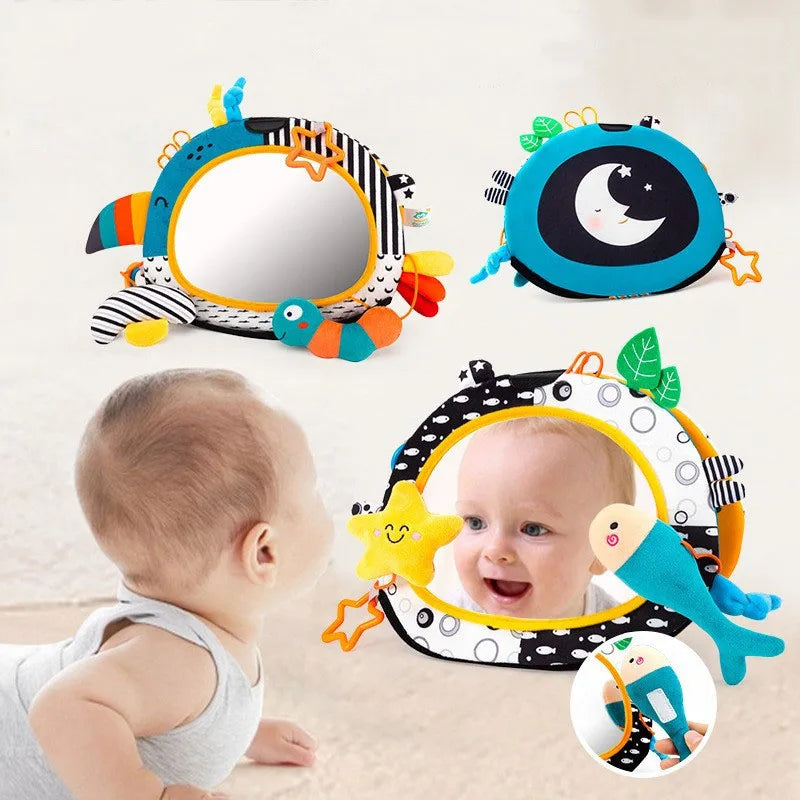 Espejo de suelo para bebé, tiempo de barriga, 6, 12 meses, juguetes sensoriales para recién nacidos de alto contraste, juego de desarrollo Visual para gatear, espejo de juguete para actividades
