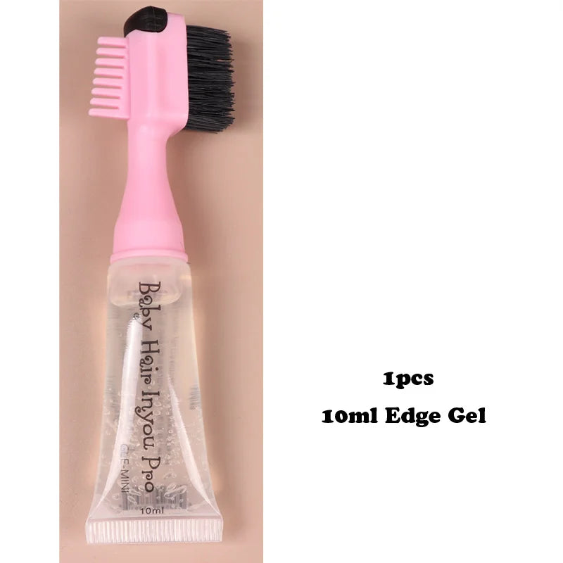 1 Uds. Gel de Control de bordes para estilizar el cabello con cepillo para el cabello de bebé, Gel fijador de cabello portátil, crema para el cabello Natural África 10Ml
