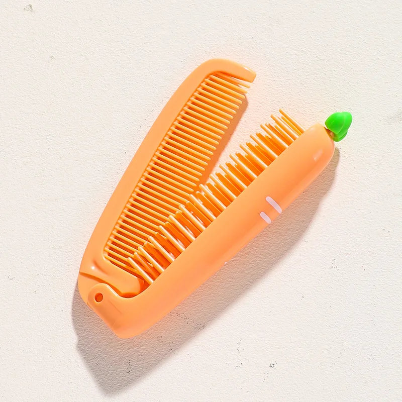 Peine de dientes suaves portátil para niños, cepillos de pelo, peine plegable de dibujos animados bonitos para niños, niños, niñas, cepillos y peine para el cuidado del cabello de bebés