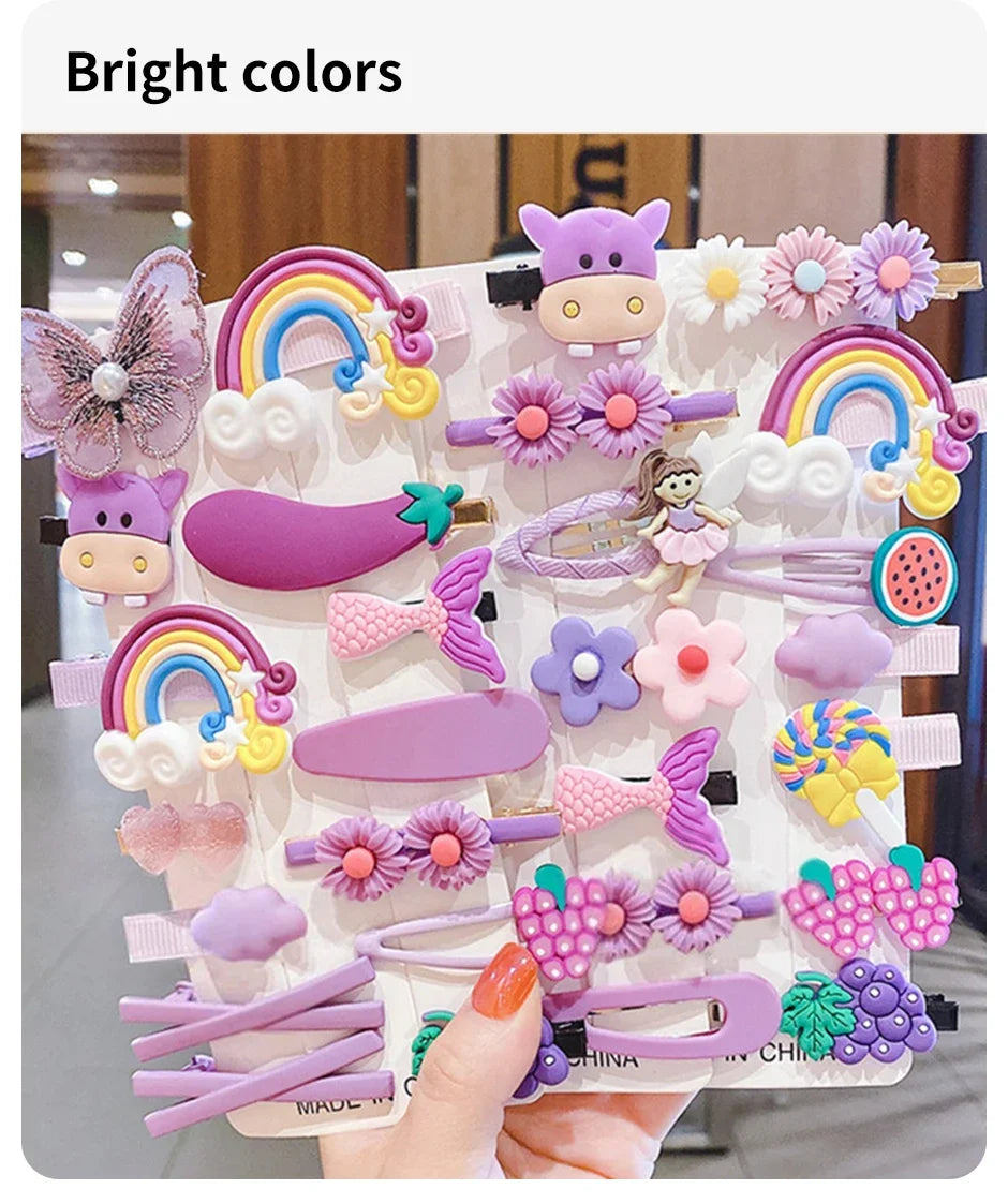 14-28-42-70 Uds. Conjunto de pinzas para el pelo de bebé de dibujos animados, pasadores de flores y frutas para niña, horquillas con flequillo, accesorios para el cabello para niños