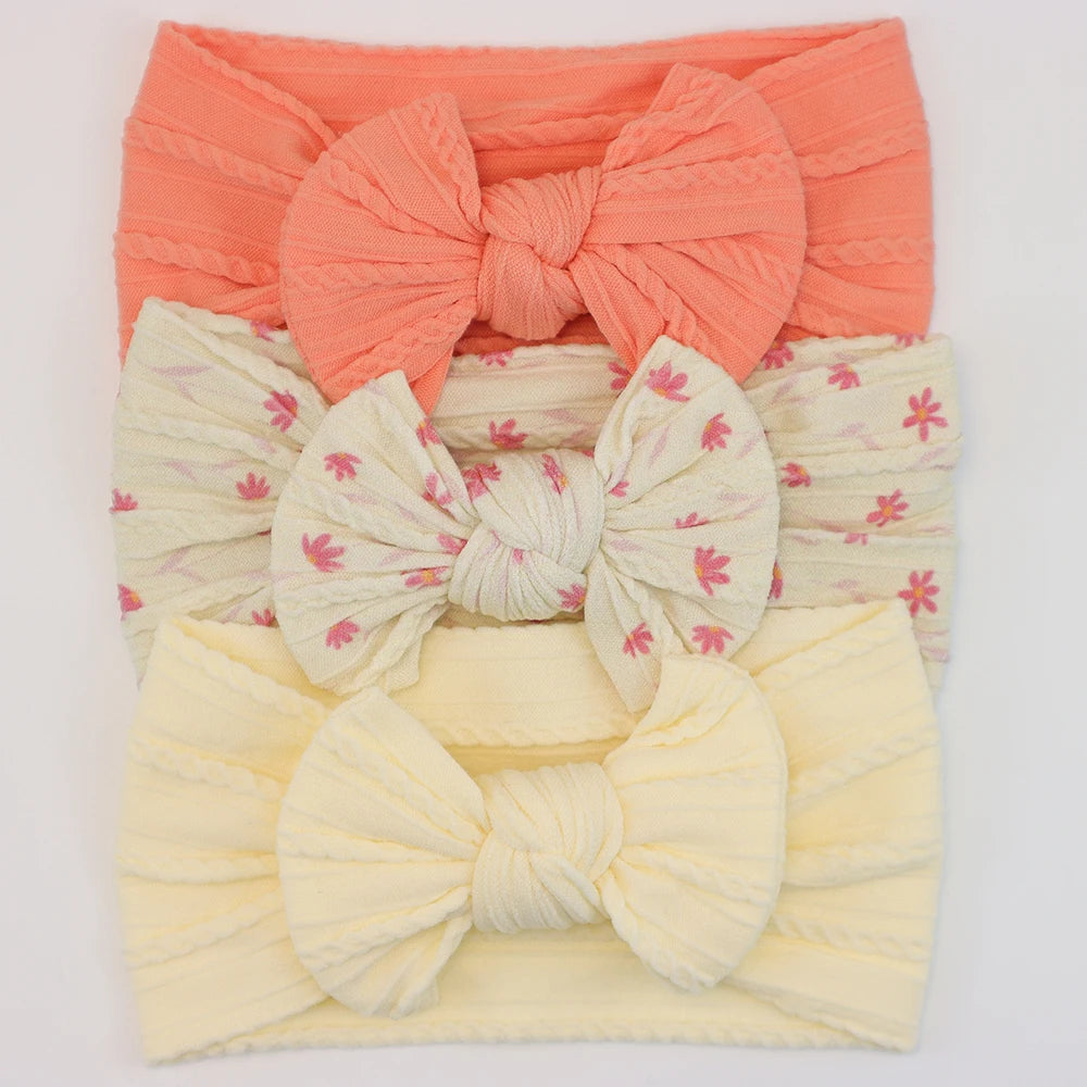 3 unids/set de diademas para bebé, lote de diadema con lazo para niña, gorros para recién nacido, turbante de nailon suave para niños, diademas para niños, accesorios para el cabello