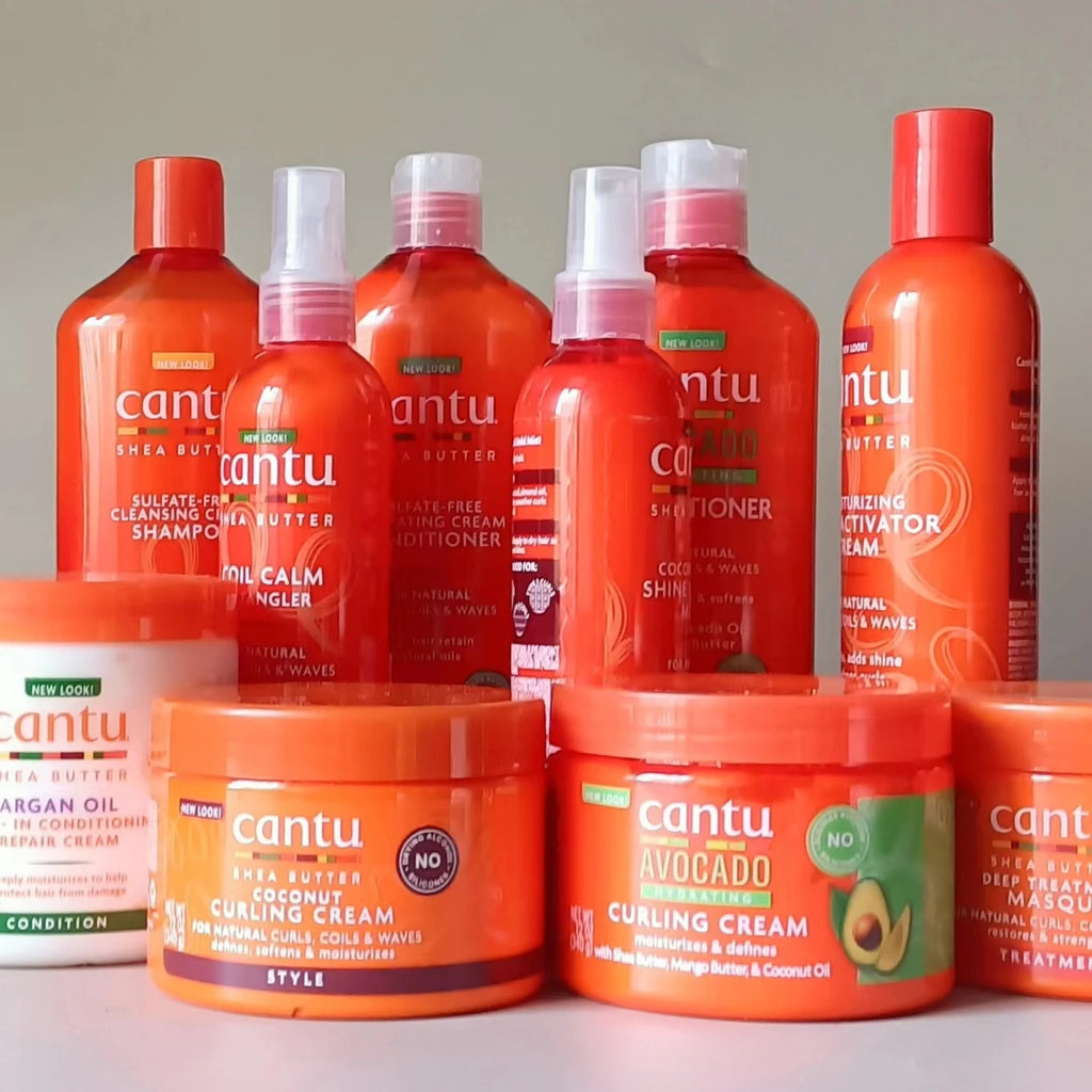 Cantu Edge Control StayGel Champú Acondicionador crema rizadora de Coco para rizos naturales ondas con mantequilla de karité hidratante