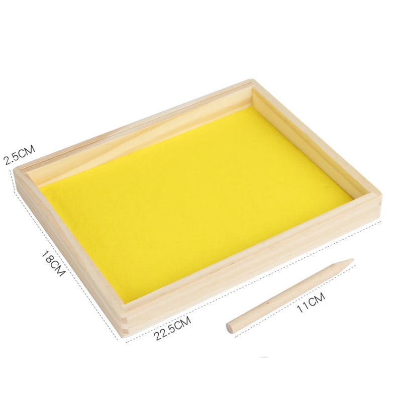 Bandeja de arena Montessori de madera con bolígrafo de madera para escribir letras y números, juguetes educativos para edades tempranas, regalos, juego de fiesta
