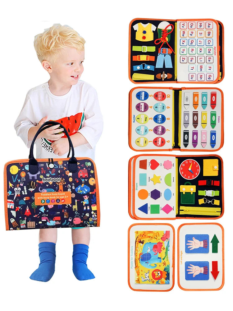 Tablero ocupado Montessori para edades de 3 a 6 años: juguete educativo sensorial para el aprendizaje temprano y el desarrollo de habilidades motoras finas