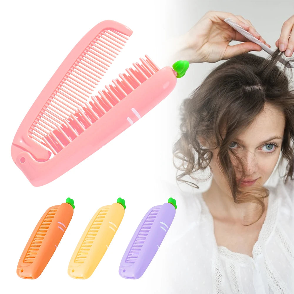 Peine de dientes suaves portátil para niños, cepillos de pelo, peine plegable de dibujos animados bonitos para niños, niños, niñas, cepillos y peine para el cuidado del cabello de bebés