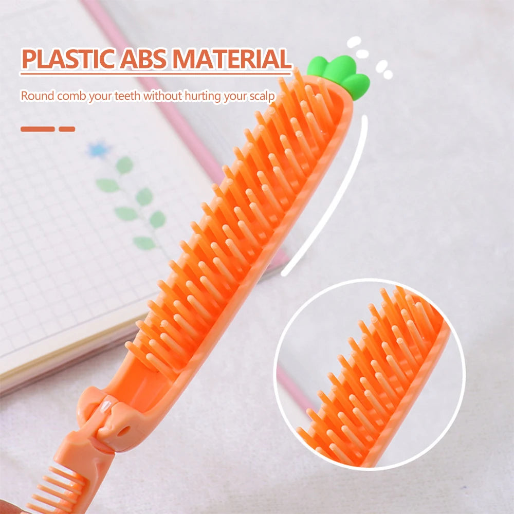 Peine de dientes suaves portátil para niños, cepillos de pelo, peine plegable de dibujos animados bonitos para niños, niños, niñas, cepillos y peine para el cuidado del cabello de bebés