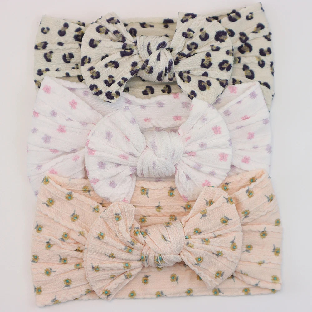 3 unids/set de diademas para bebé, lote de diadema con lazo para niña, gorros para recién nacido, turbante de nailon suave para niños, diademas para niños, accesorios para el cabello