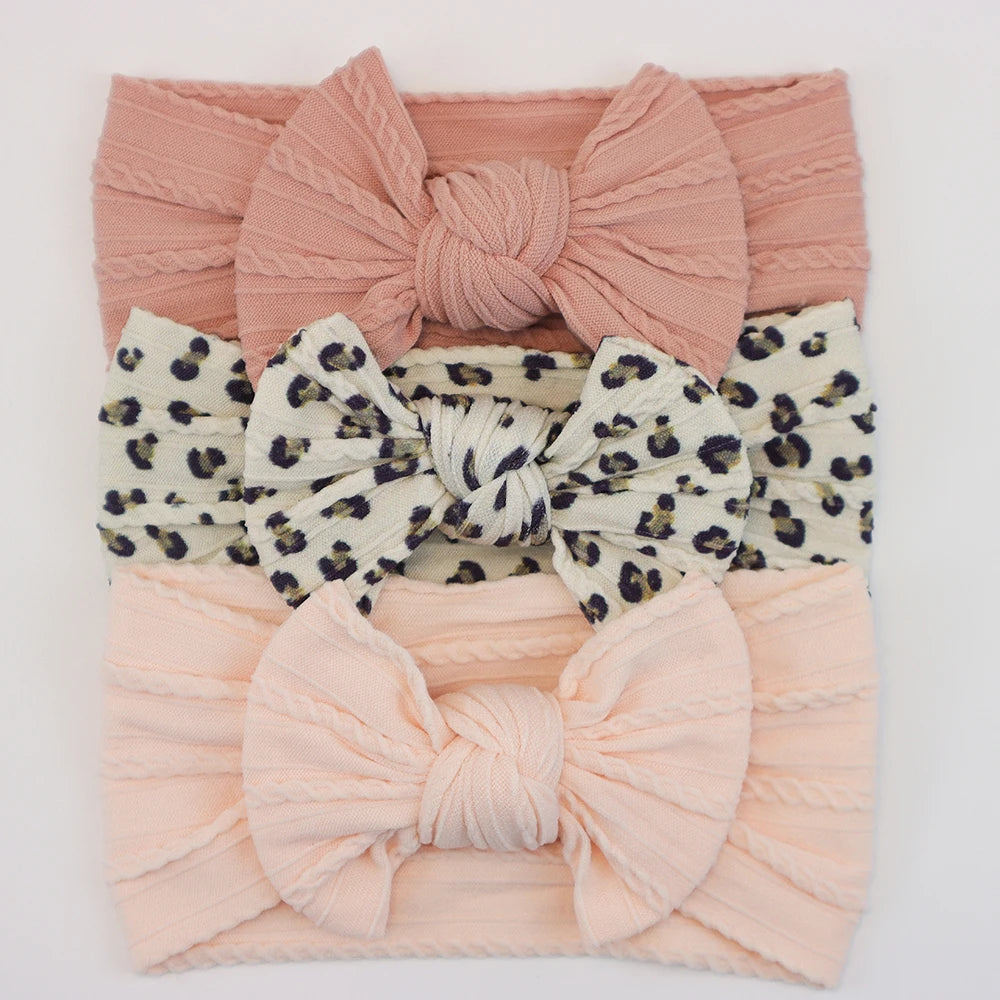 3 unids/set de diademas para bebé, lote de diadema con lazo para niña, gorros para recién nacido, turbante de nailon suave para niños, diademas para niños, accesorios para el cabello
