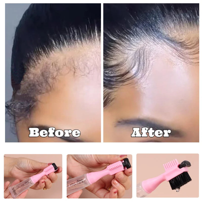 1 Uds. Gel de Control de bordes para estilizar el cabello con cepillo para el cabello de bebé, Gel fijador de cabello portátil, crema para el cabello Natural África 10Ml