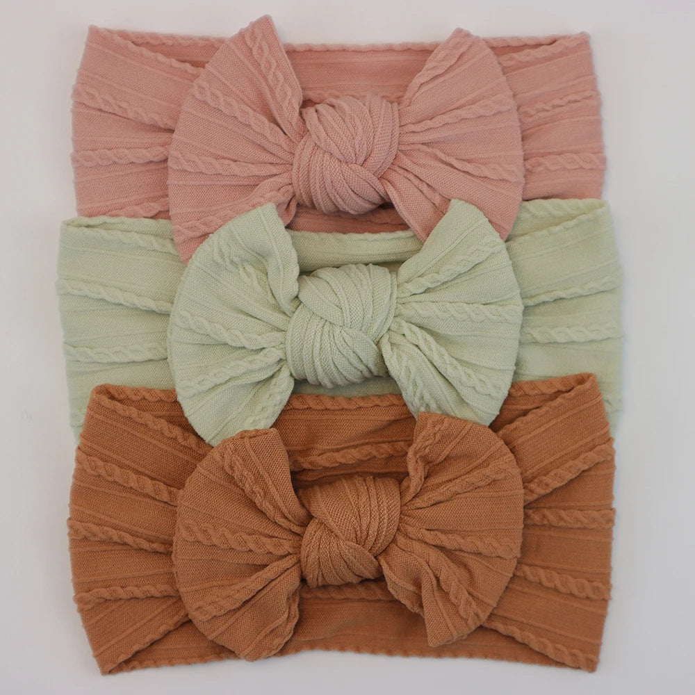 3 unids/set de diademas para bebé, lote de diadema con lazo para niña, gorros para recién nacido, turbante de nailon suave para niños, diademas para niños, accesorios para el cabello