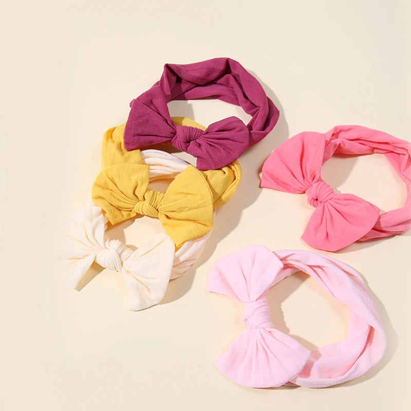 5 unids/set diadema para bebé lindo Bowknot banda para el cabello para niñas recién nacidas accesorios elásticos suaves para el cabello para niños