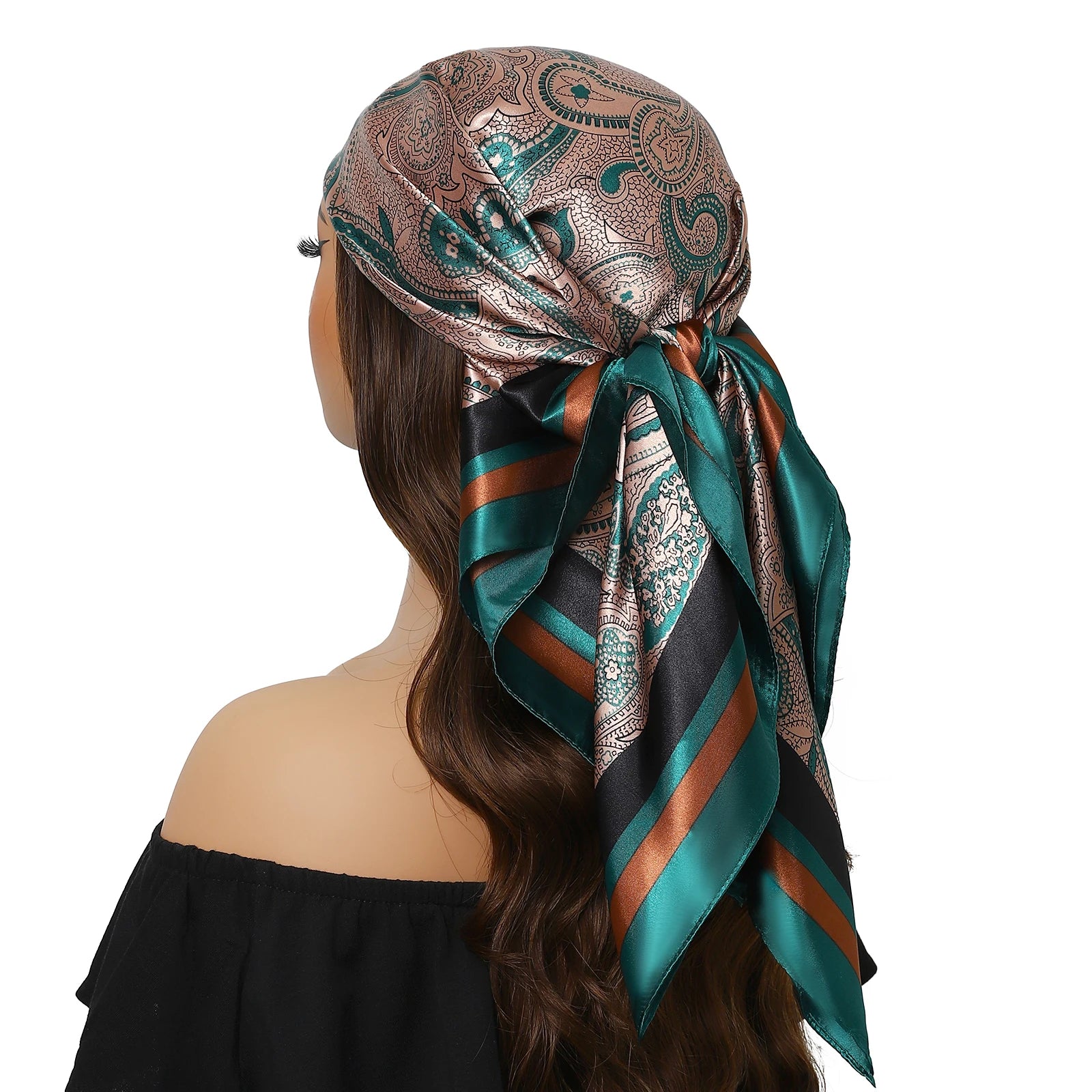 Pañuelo para la cabeza para mujer, marca de lujo, cuadrado, 90x90cm, Foulard de seda, Bandana de satén, pañuelo suave, Hijab, bufandas para el cabello para mujer