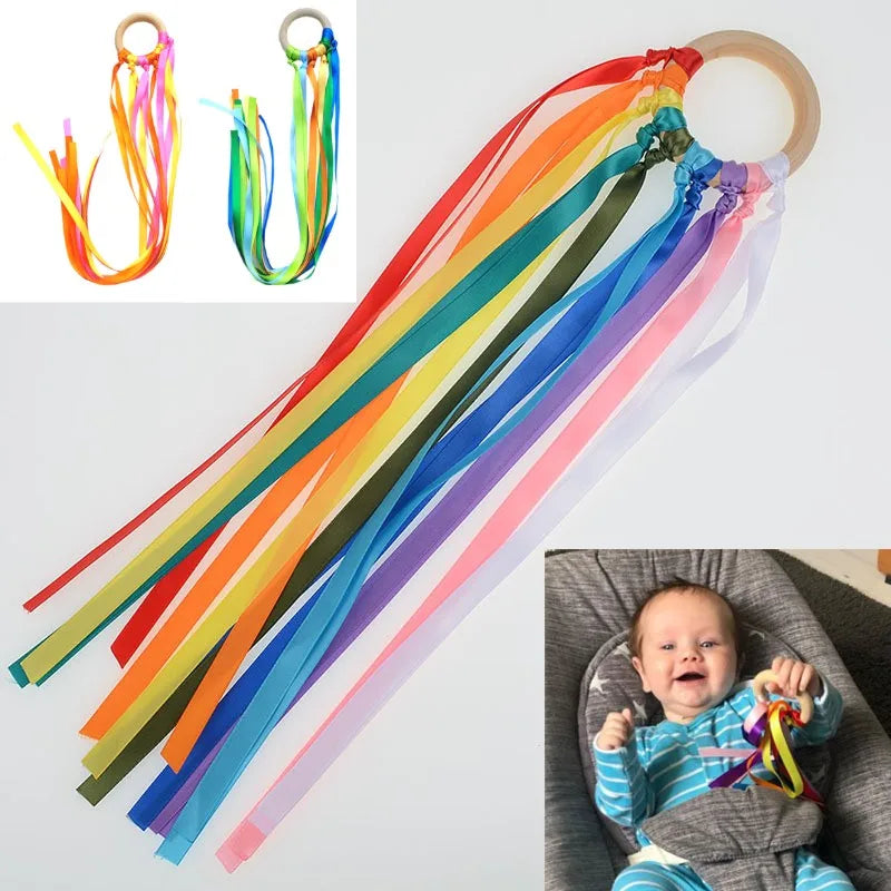 Juguete sensorial estilo Montessori, anillo de cinta para bebé no tóxico sin BPA, juguete sensorial de reconocimiento de Color para recién nacidos
