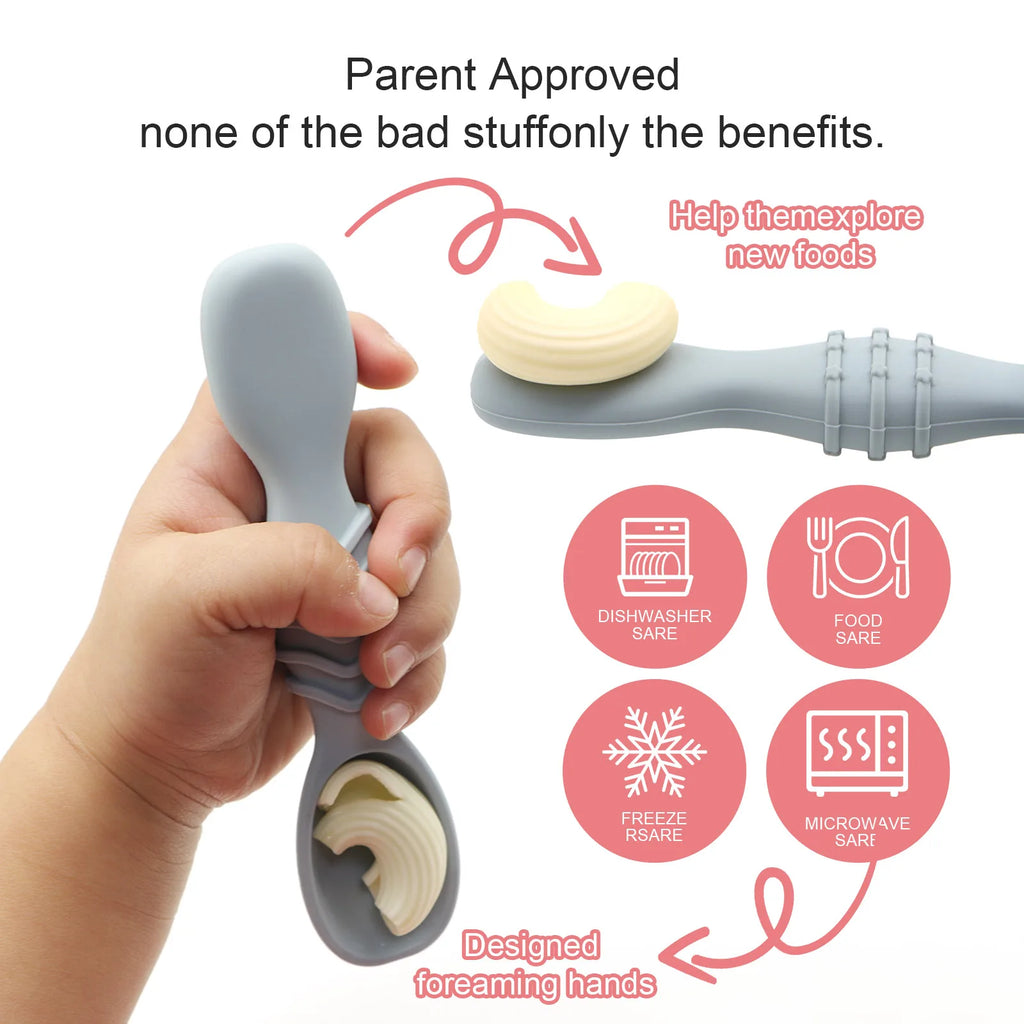 Cuchara de silicona para comida de bebé, cuchara de entrenamiento para bebés mayores de 6 meses, vajilla fácil de agarrar, regalo de Navidad, 4 Uds.
