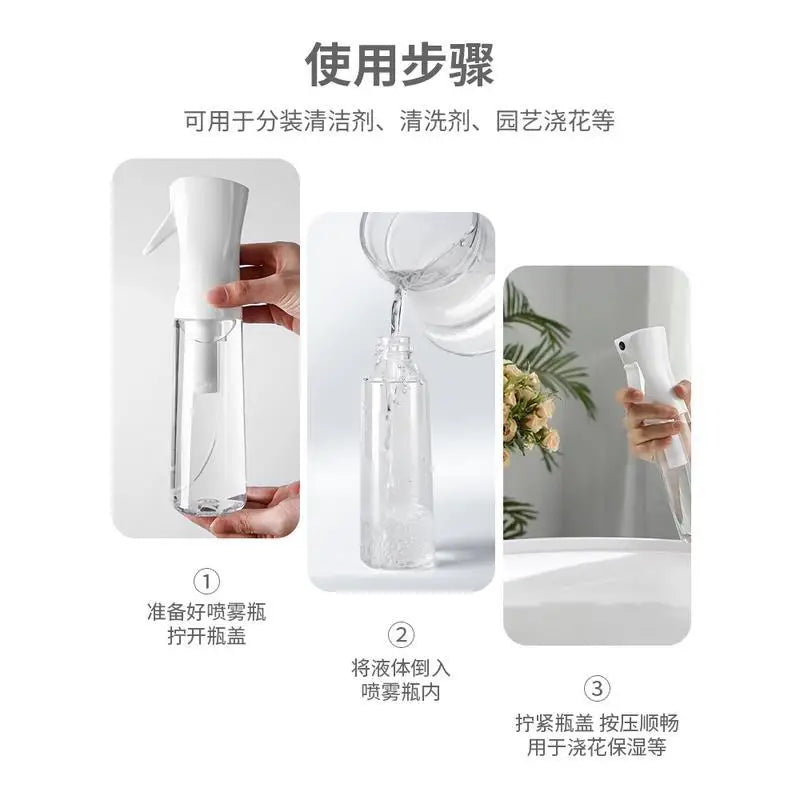 Botella pulverizadora continua de alta presión para el cuidado del cabello, maquillaje, pulverizador de reposición de agua, botella separada, botella pulverizadora de niebla con prensa