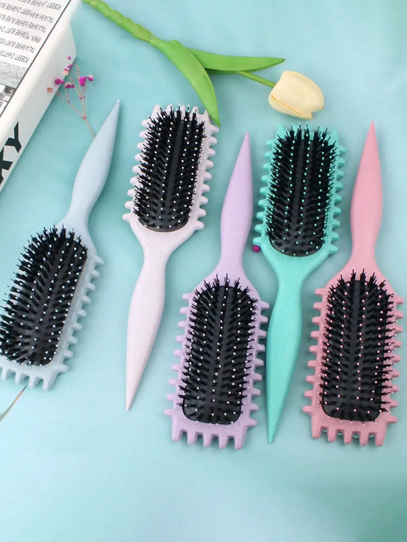 1 Uds. Cepillo de estilismo de definición de cabello rizado, cepillo de pelo para eliminación de arrugas, peine de pelo rizado húmedo enredado, herramienta de estilismo para cabello rizado