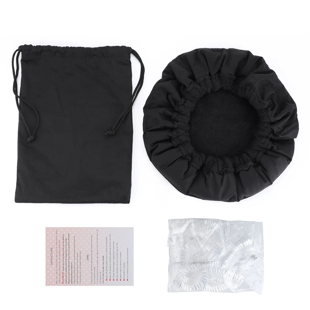 Gorro de linaza para el cuidado del cabello, gorro de calentamiento inalámbrico, mascarilla para el cabello, cabezal caliente, microondas, gorro de secado térmico, vaporizador para el cuidado del cabello