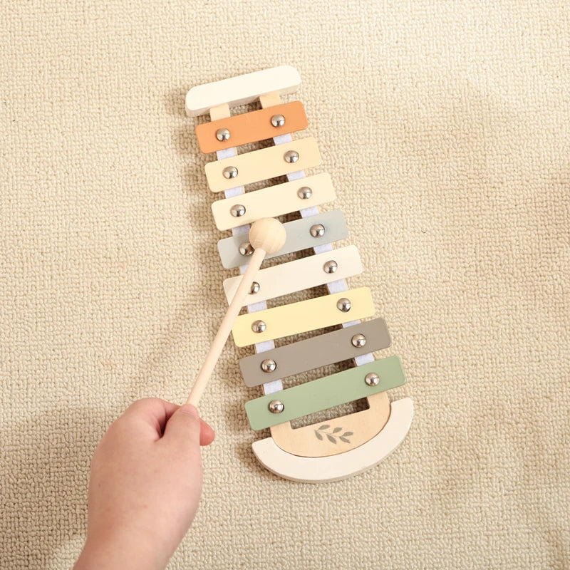 Juguete de madera Montessori, xilófono Multicolor, cuentas de campana, columna de tambor, instrumento Musical, juguete para chico, instrumento Musical educativo, regalo