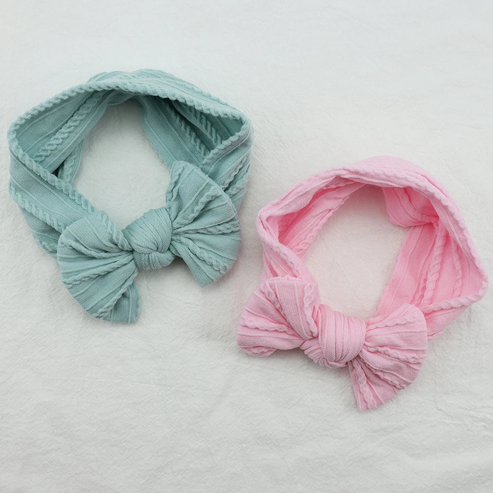 3 unids/set diadema para niña, diademas tejidas con lazo para bebé, turbante elástico suave para recién nacido, accesorios para el cabello para bebé para niña