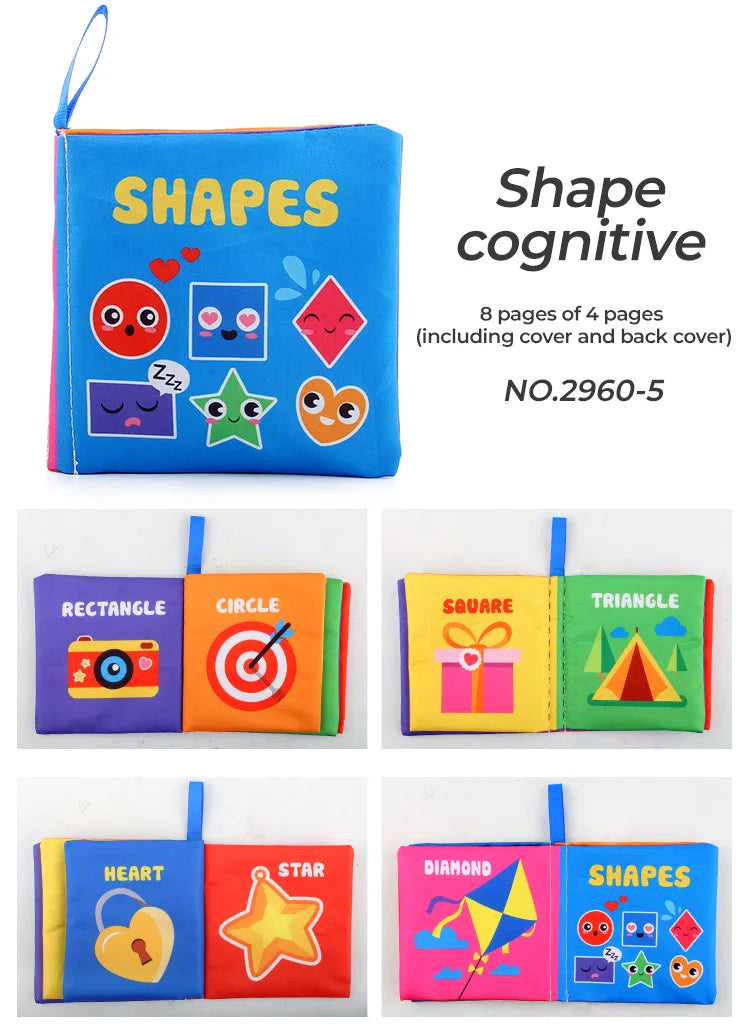 Libros de aprendizaje temprano de iluminación de 4 páginas, libro de tela blanco y negro para niños, juguetes educativos Montessori