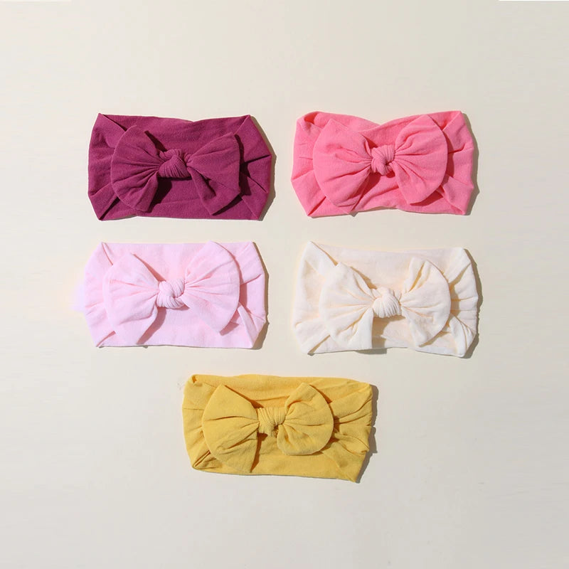 5 unids/set diadema para bebé lindo Bowknot banda para el cabello para niñas recién nacidas accesorios elásticos suaves para el cabello para niños