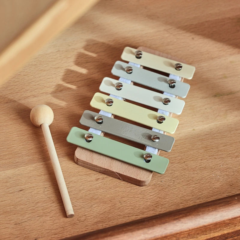 Juguete de madera Montessori, xilófono Multicolor, cuentas de campana, columna de tambor, instrumento Musical, juguete para chico, instrumento Musical educativo, regalo