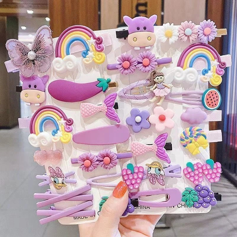 14-28-42-70 Uds. Conjunto de pinzas para el pelo de bebé de dibujos animados, pasadores de flores y frutas para niña, horquillas con flequillo, accesorios para el cabello para niños