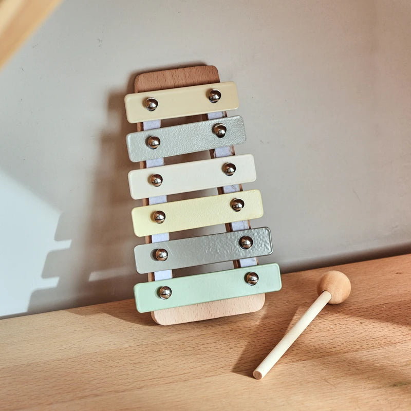 Juguete de madera Montessori, xilófono Multicolor, cuentas de campana, columna de tambor, instrumento Musical, juguete para chico, instrumento Musical educativo, regalo