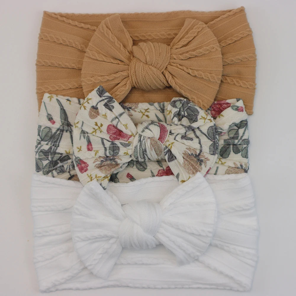 3 unids/set de diademas para bebé, lote de diadema con lazo para niña, gorros para recién nacido, turbante de nailon suave para niños, diademas para niños, accesorios para el cabello