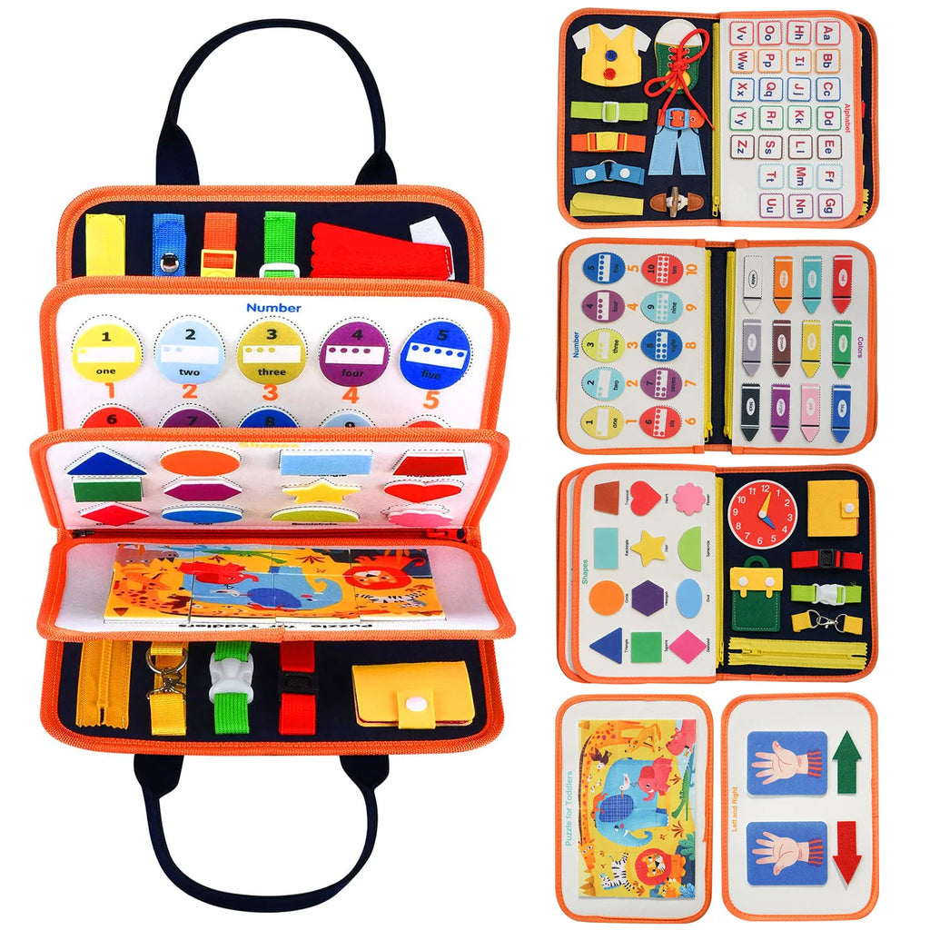 Tablero ocupado Montessori para edades de 3 a 6 años: juguete educativo sensorial para el aprendizaje temprano y el desarrollo de habilidades motoras finas