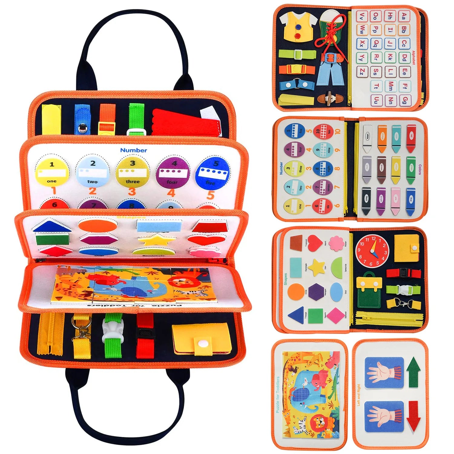 Tablero ocupado Montessori para edades de 3 a 6 años: juguete educativo sensorial para el aprendizaje temprano y el desarrollo de habilidades motoras finas