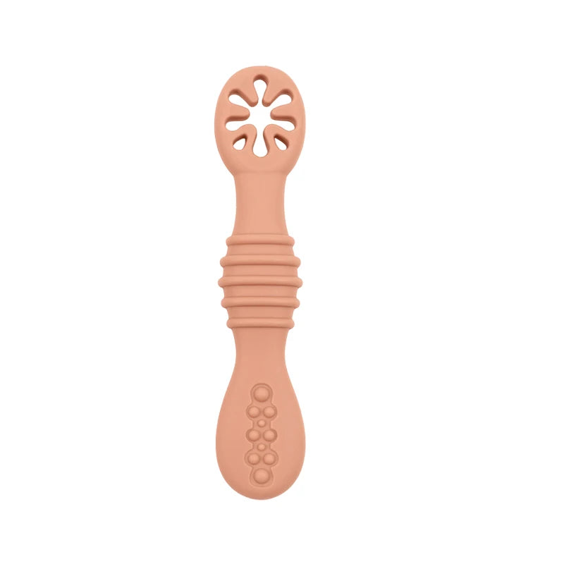 Juego de cucharas de aprendizaje para bebé, cuchara adhesiva de silicona de calidad alimentaria, cubiertos para niños, cuchara de entrenamiento, vajilla de alimentación, 2 uds.