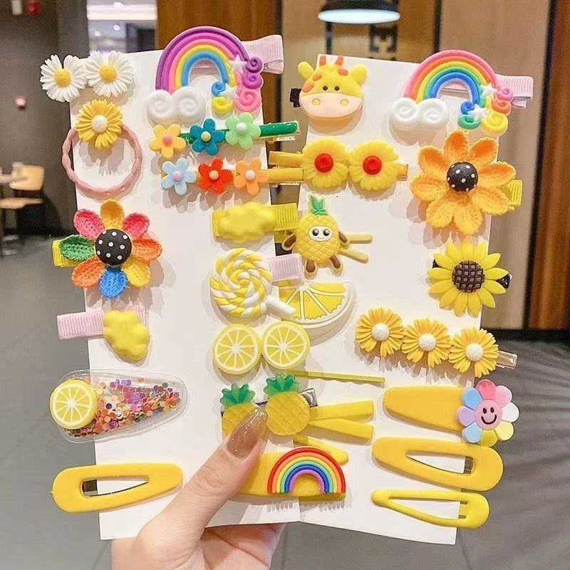 14-28-42-70 Uds. Conjunto de pinzas para el pelo de bebé de dibujos animados, pasadores de flores y frutas para niña, horquillas con flequillo, accesorios para el cabello para niños