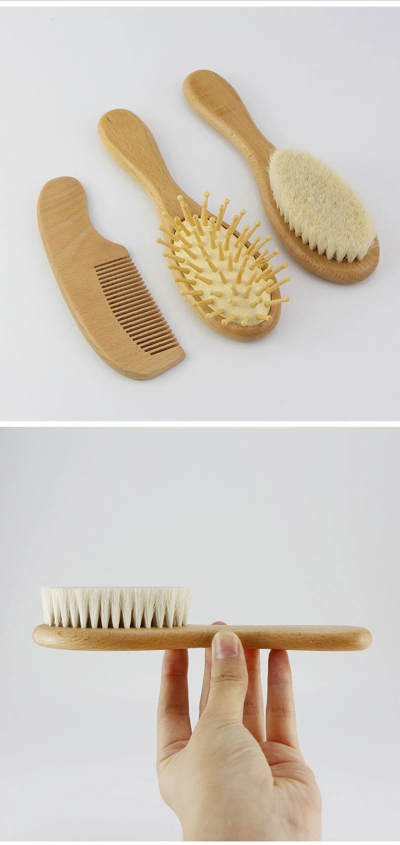 Cepillo de madera personalizado para bebé, peine de lana con nombre personalizado para bebé, cepillo para el pelo para recién nacido, masajeador de cabeza infantil, cepillo de baño, peine para niños