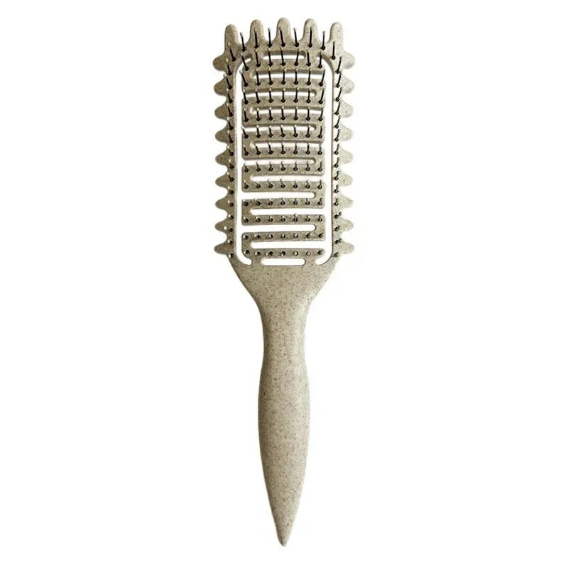 Cepillo de peinado rizado, cepillo de pelo hueco para desenredar, peine de pelo rizado húmedo enredado, rizos moldeadores, herramientas de peluquería y peluquero