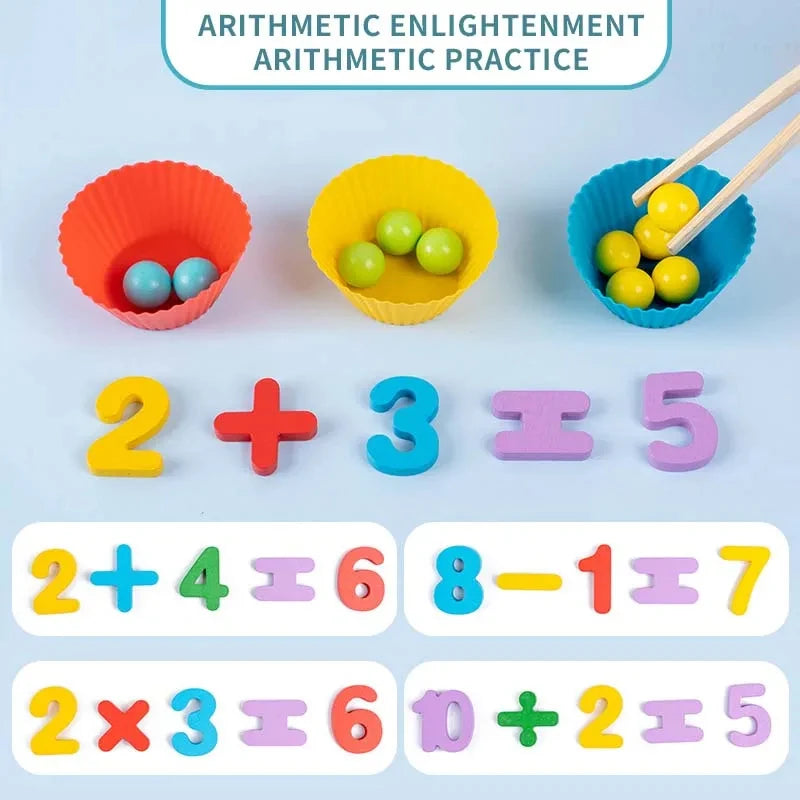 Accesorios de matemáticas Montessori para bebé, rompecabezas de emparejamiento cognitivo Digital, perla ingeniosa, juguetes de acción fina para niños