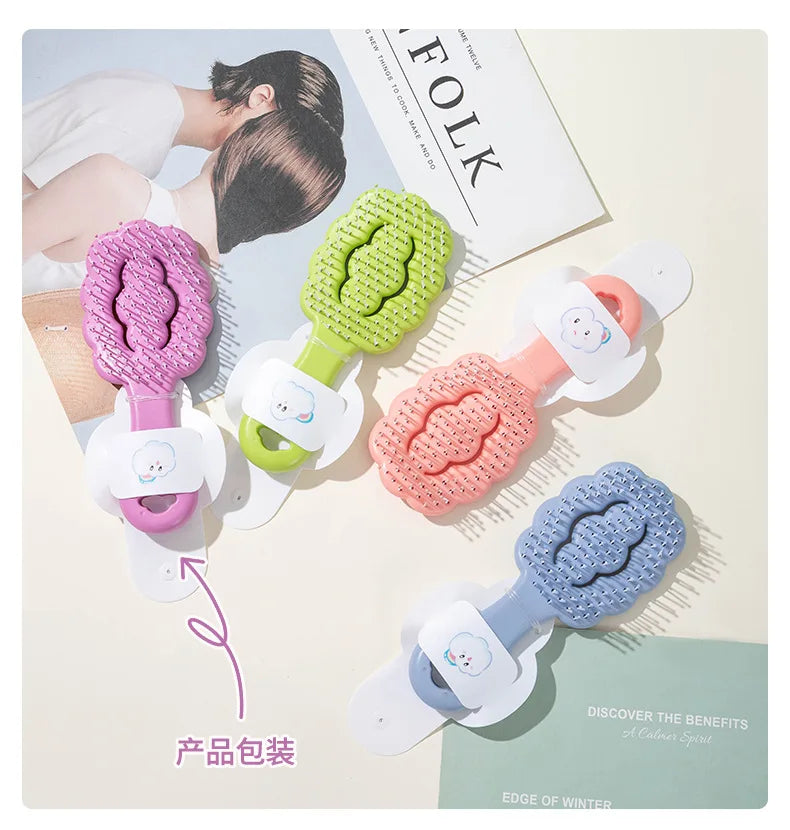 Mini cepillo de pelo portátil para niña, Color caramelo, masaje de dibujos animados, peine de pelo liso, forma de nube, peine de canalé, peine de peinado, 1 pieza