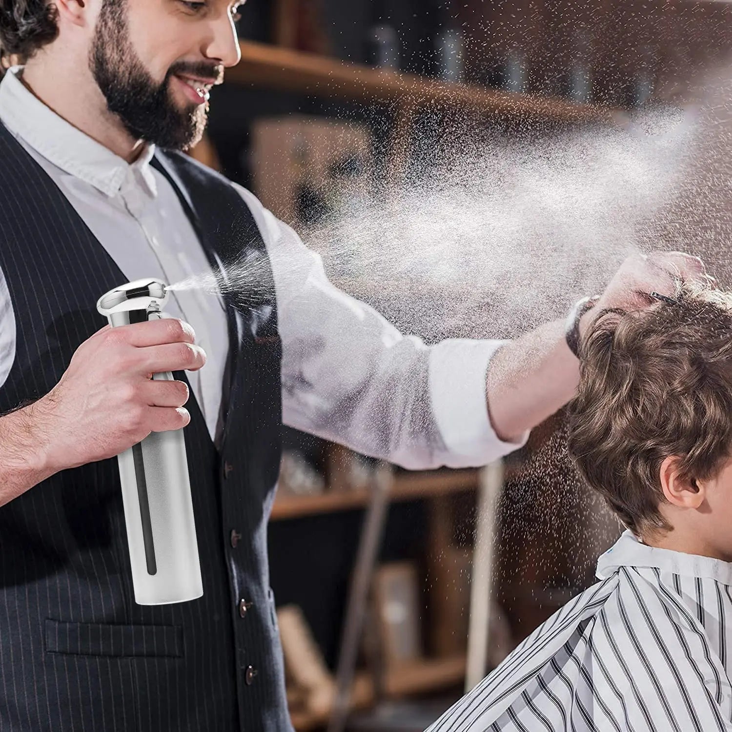 Botella de Spray de salón de 300ML, pulverizador continuo de niebla fina, bote de agua en Aerosol brillante, frasco de belleza para Estilismo