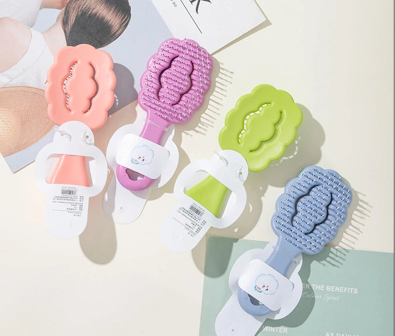 Mini cepillo de pelo portátil para niña, Color caramelo, masaje de dibujos animados, peine de pelo liso, forma de nube, peine de canalé, peine de peinado, 1 pieza