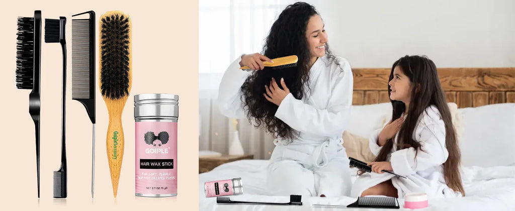 Barra de cera para peluca suave, juego de cepillos para el cabello liso, cera de peinado de larga duración, pomada, cepillo de Control de bordes, doman los pelos de bebé
