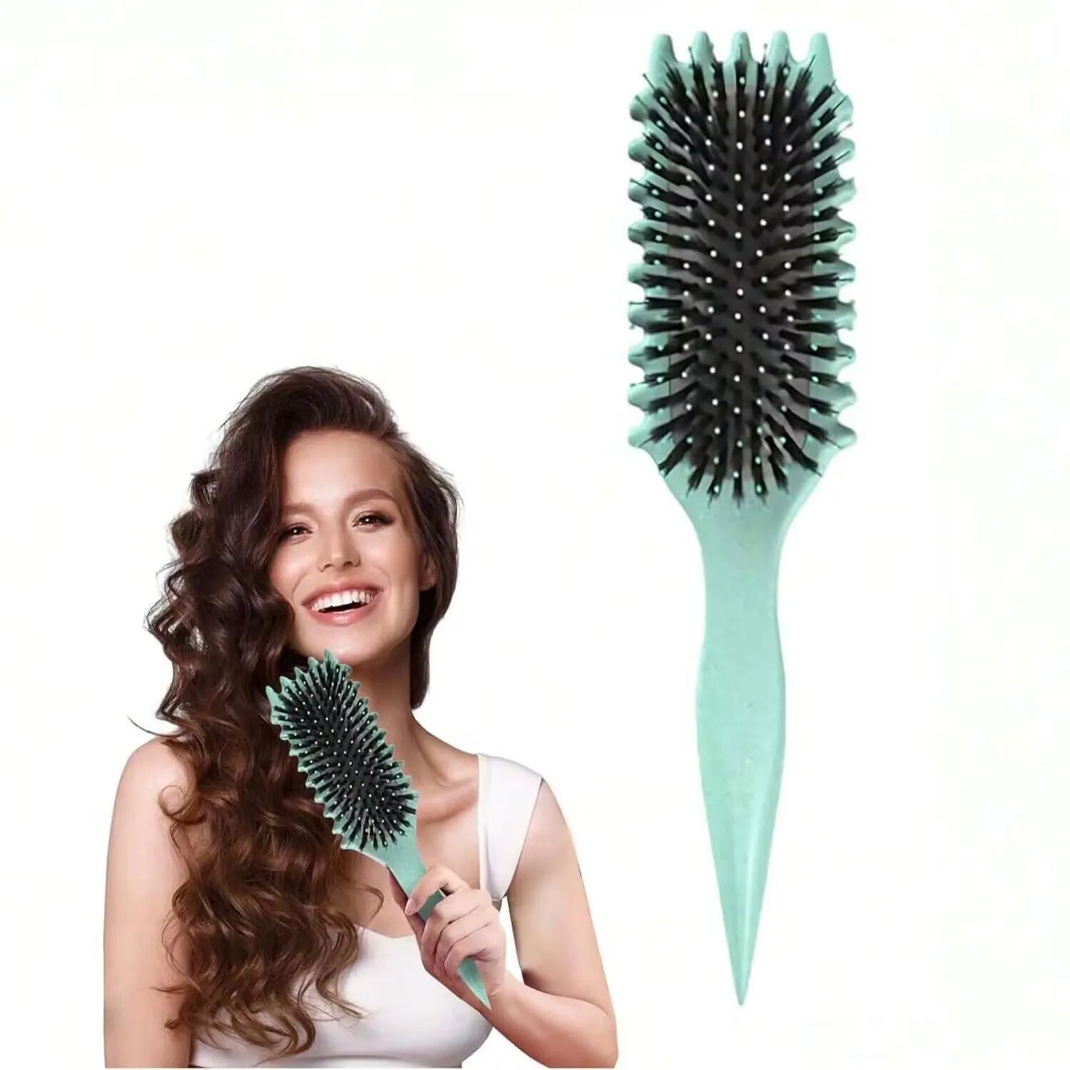 1 Uds. Cepillo de estilismo de definición de cabello rizado, cepillo de pelo para eliminación de arrugas, peine de pelo rizado húmedo enredado, herramienta de estilismo para cabello rizado