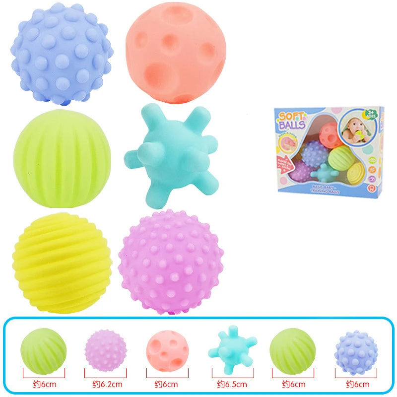 Juego de bolas múltiples texturizadas para niños, 6 piezas, juguete para desarrollar sentidos táctiles, pelota de mano táctil, pelota de entrenamiento, bolas suaves de masaje, regalos para niños