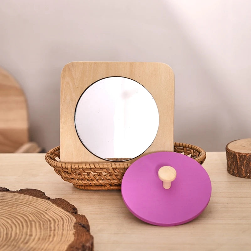 Rompecabezas de espejo Montessori para bebé, tablero ocupado, juguetes de madera, juguete sensorial educativo para edades tempranas, material didáctico preescolar