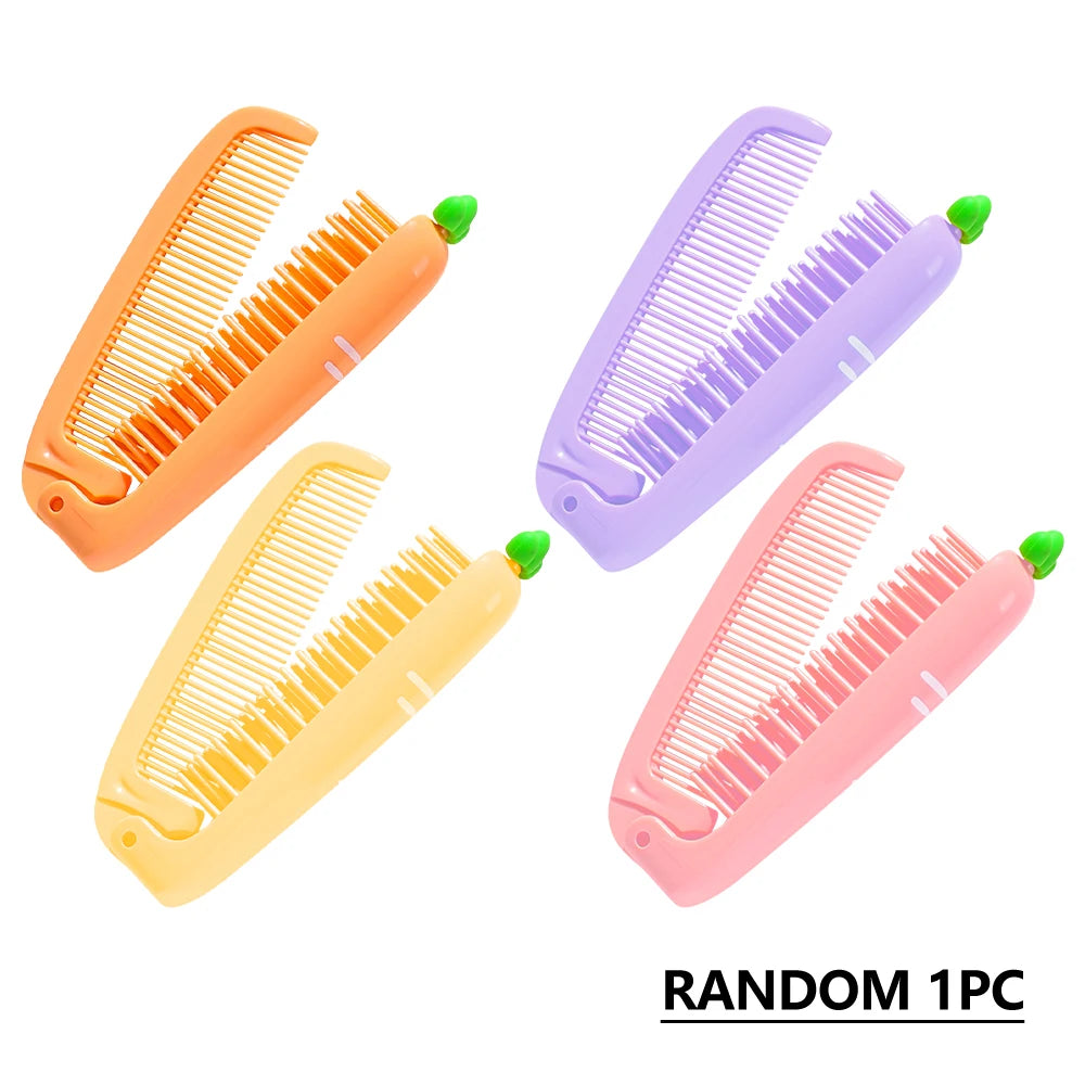 Peine de dientes suaves portátil para niños, cepillos de pelo, peine plegable de dibujos animados bonitos para niños, niños, niñas, cepillos y peine para el cuidado del cabello de bebés