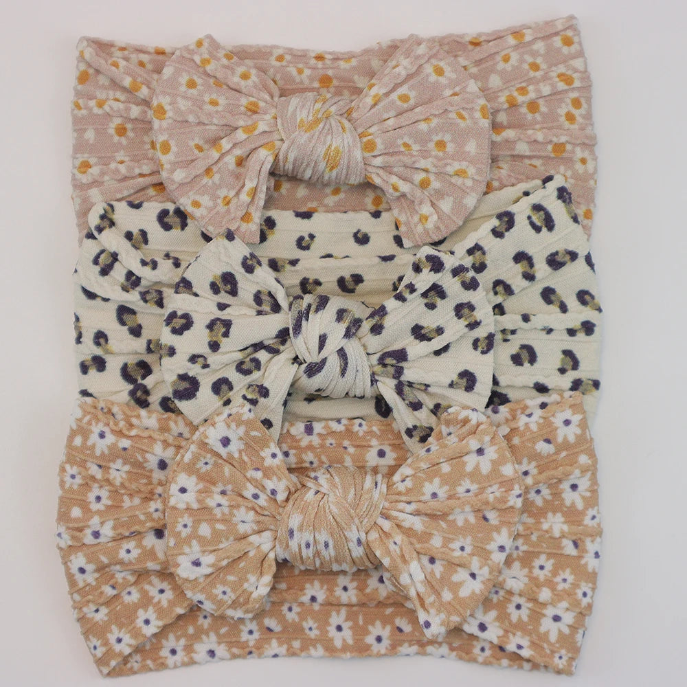 3 unids/set de diademas para bebé, lote de diadema con lazo para niña, gorros para recién nacido, turbante de nailon suave para niños, diademas para niños, accesorios para el cabello