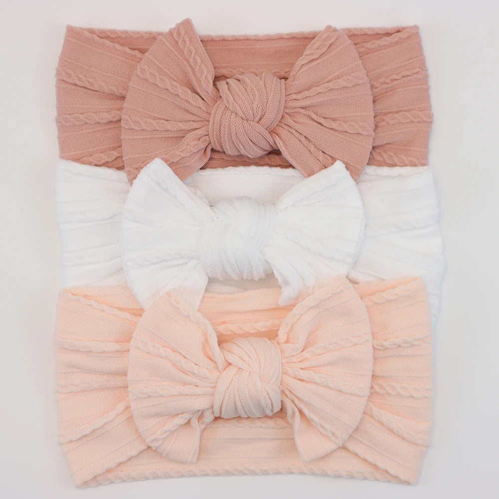 3 unids/set de diademas para bebé, lote de diadema con lazo para niña, gorros para recién nacido, turbante de nailon suave para niños, diademas para niños, accesorios para el cabello