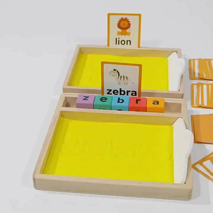 Material didáctico Montessori, caja de arena de madera, trazos de letras, bolígrafo de dibujo de arena para niños, juego de juegos sensoriales controlados, juguete de sopa