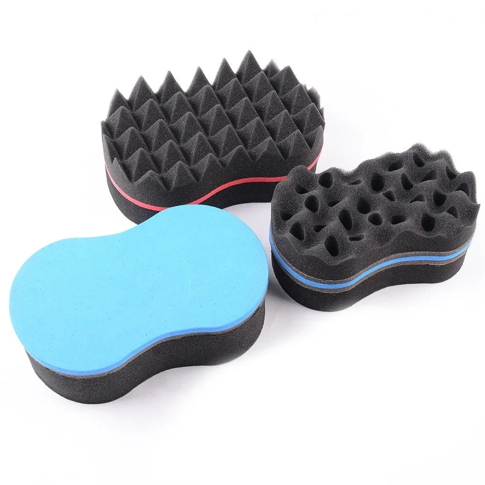 Cepillo de esponja para peinado de cabello rizado, cepillos de esponja de doble cara, trenza lateral con múltiples agujeros, cepillo de pelo ondulado