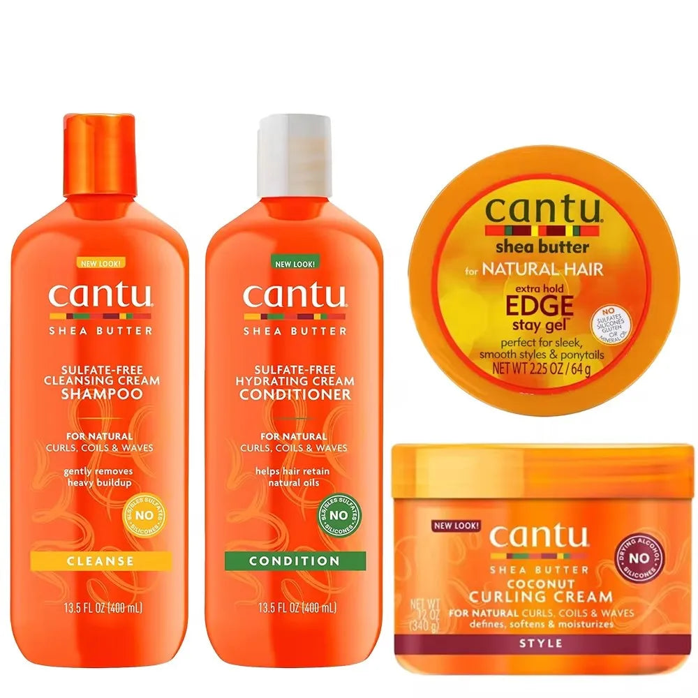 Cantu Edge Control StayGel Champú Acondicionador crema rizadora de Coco para rizos naturales ondas con mantequilla de karité hidratante