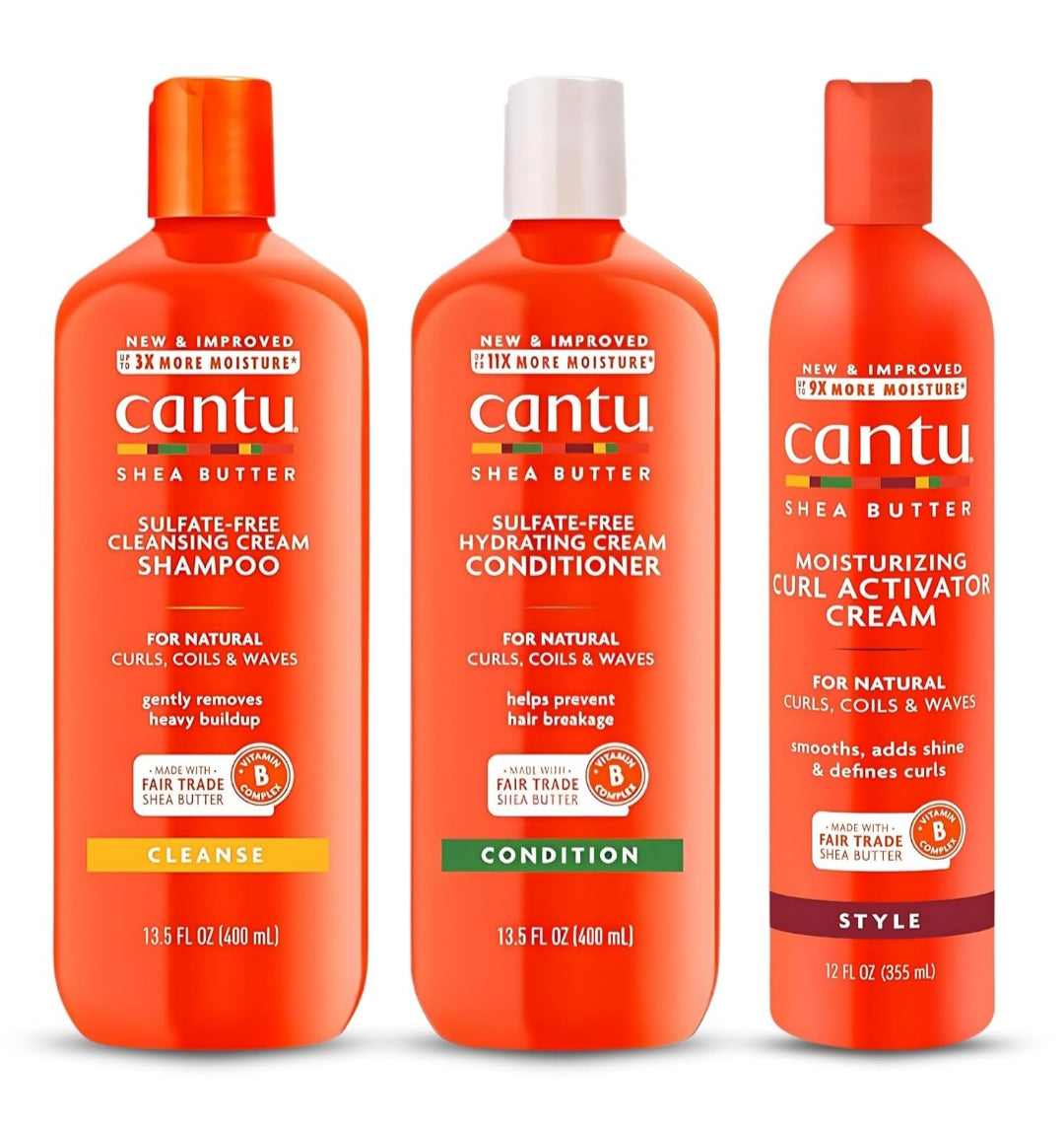 🌀 Kit Curly Care Cantu con Shea Butter – Rizos definidos, hidratación profunda, belleza natural